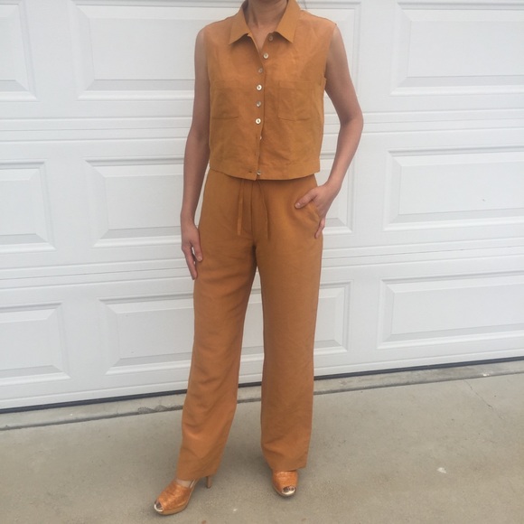 NWT Silk/Linen Sleeveless Top w/ Wide Leg Pant Set - Picture 2 of 6